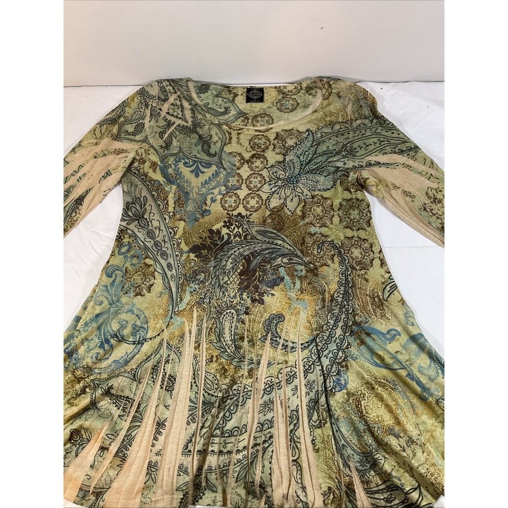 Y2K 90s‎ Cal Style Top Womens L Lace Rhinestones Tattoo Dark Fairy Grunge F27